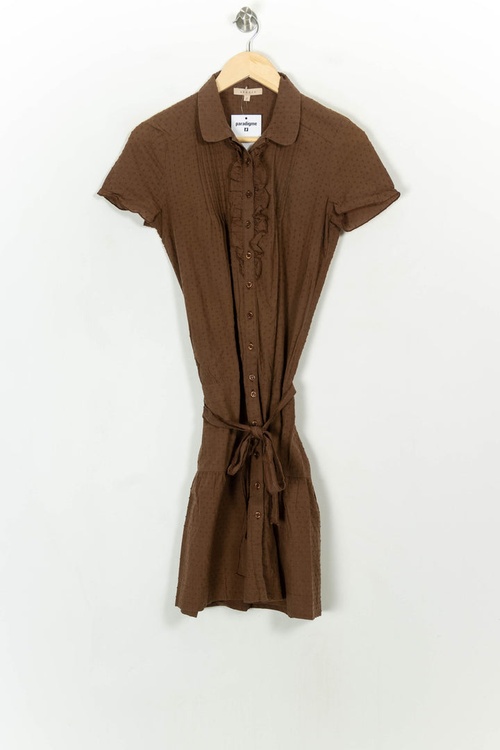 Robe chemise marron - Taille M/38 de la marque Sandro | PARAD118227 - Vendu par Paradigme - Image 2