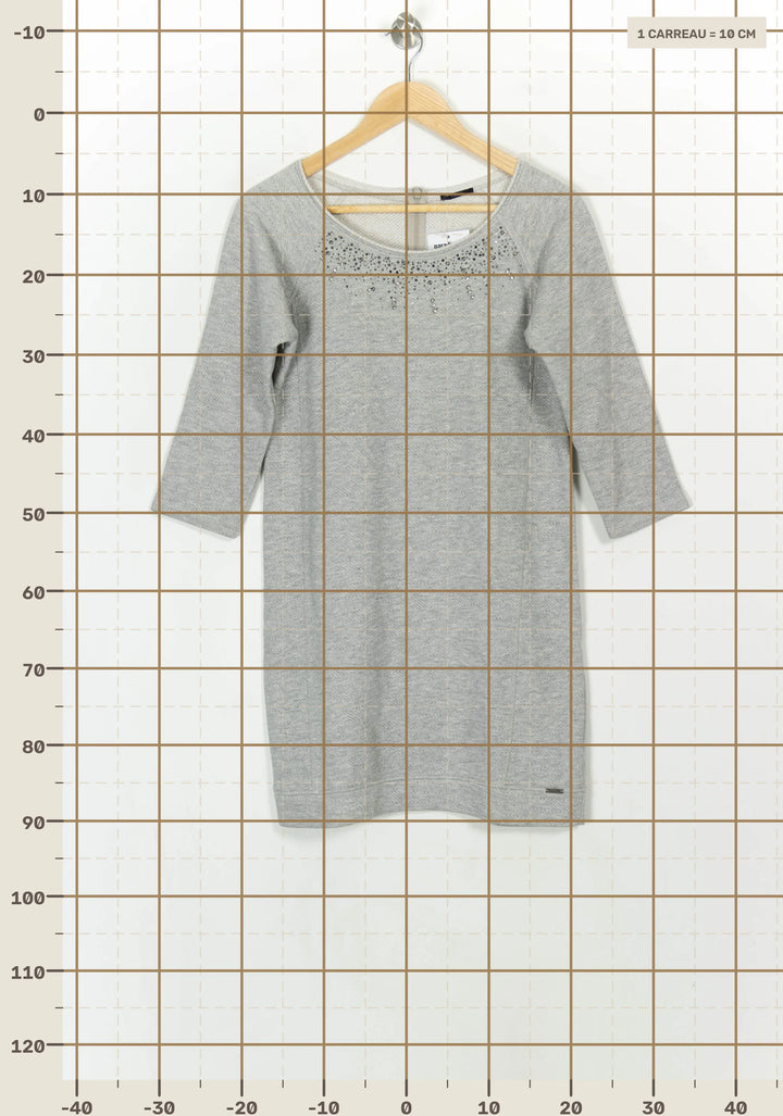 Robe Droite Grise - Taille S/36 de la marque IKKS | PARAD118230 - Vendu par Paradigme - Image 4