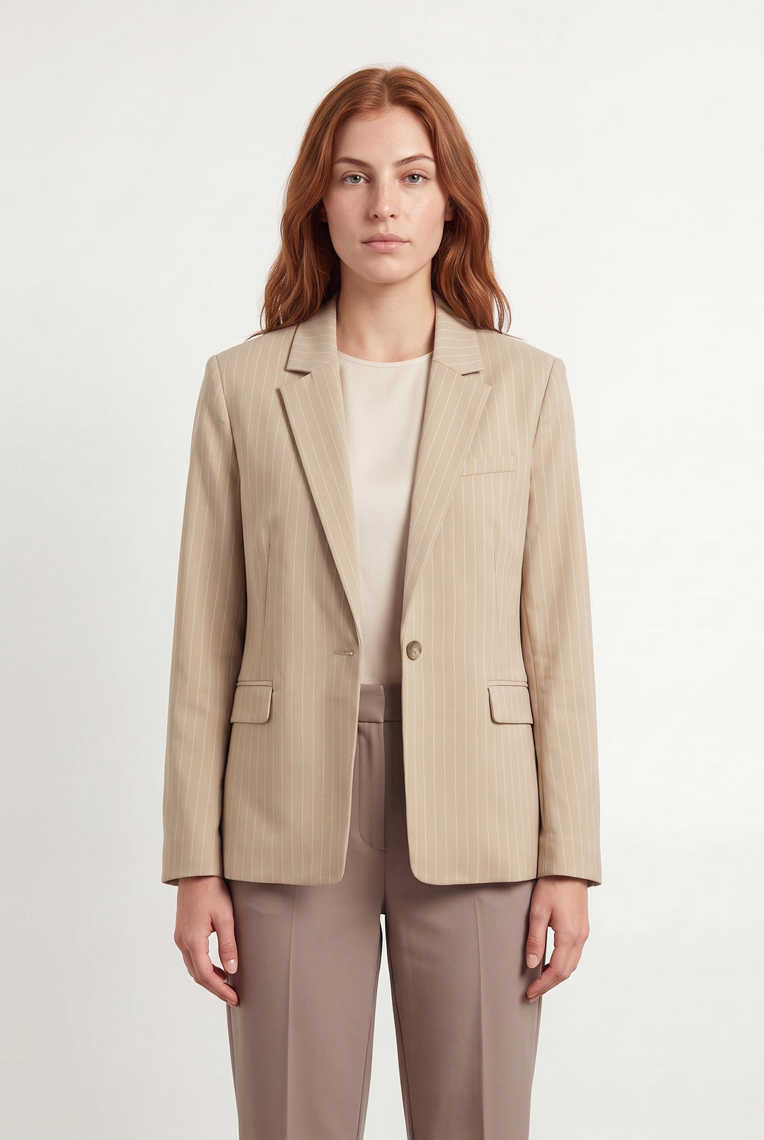 Blazer Beige à Rayures - Taille S/36 de la marque IKKS | PARAD118398 - Vendu par Paradigme - Image 1