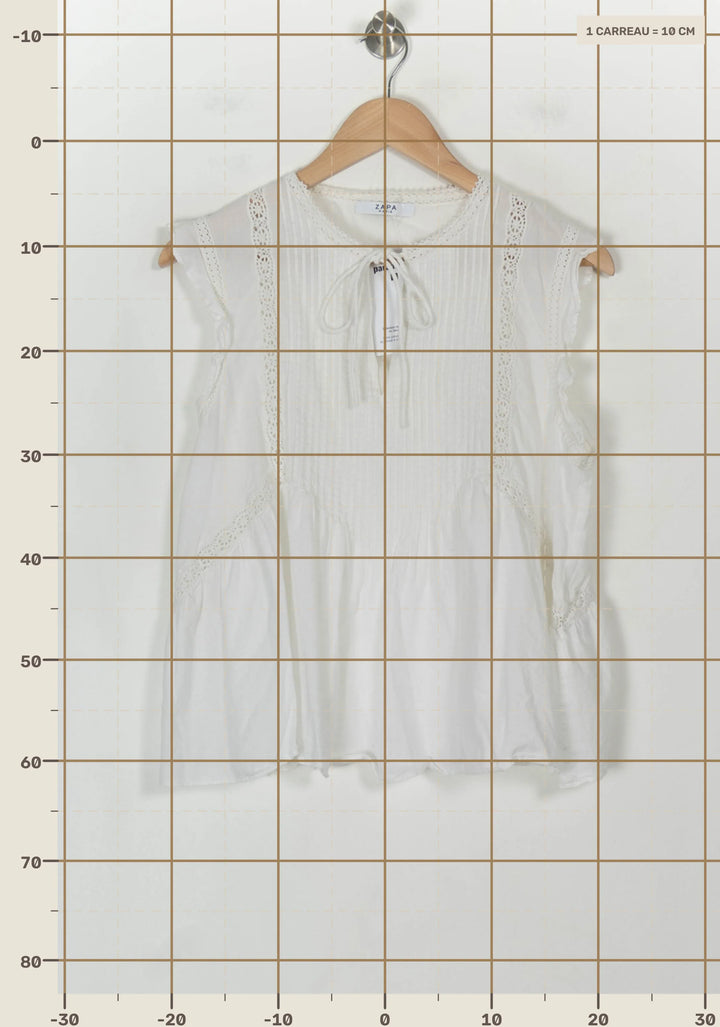 Blouse Blanche - Taille L/40 de la marque ZAPA | PARAD118407 - Vendu par Paradigme - Image 4