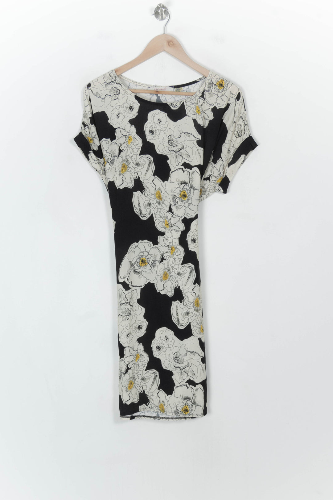 Robe Fleurie Noire et Blanche - Taille S/36 de la marque La Fée Maraboutée | PARAD118421 - Vendu par Paradigme - Image 2