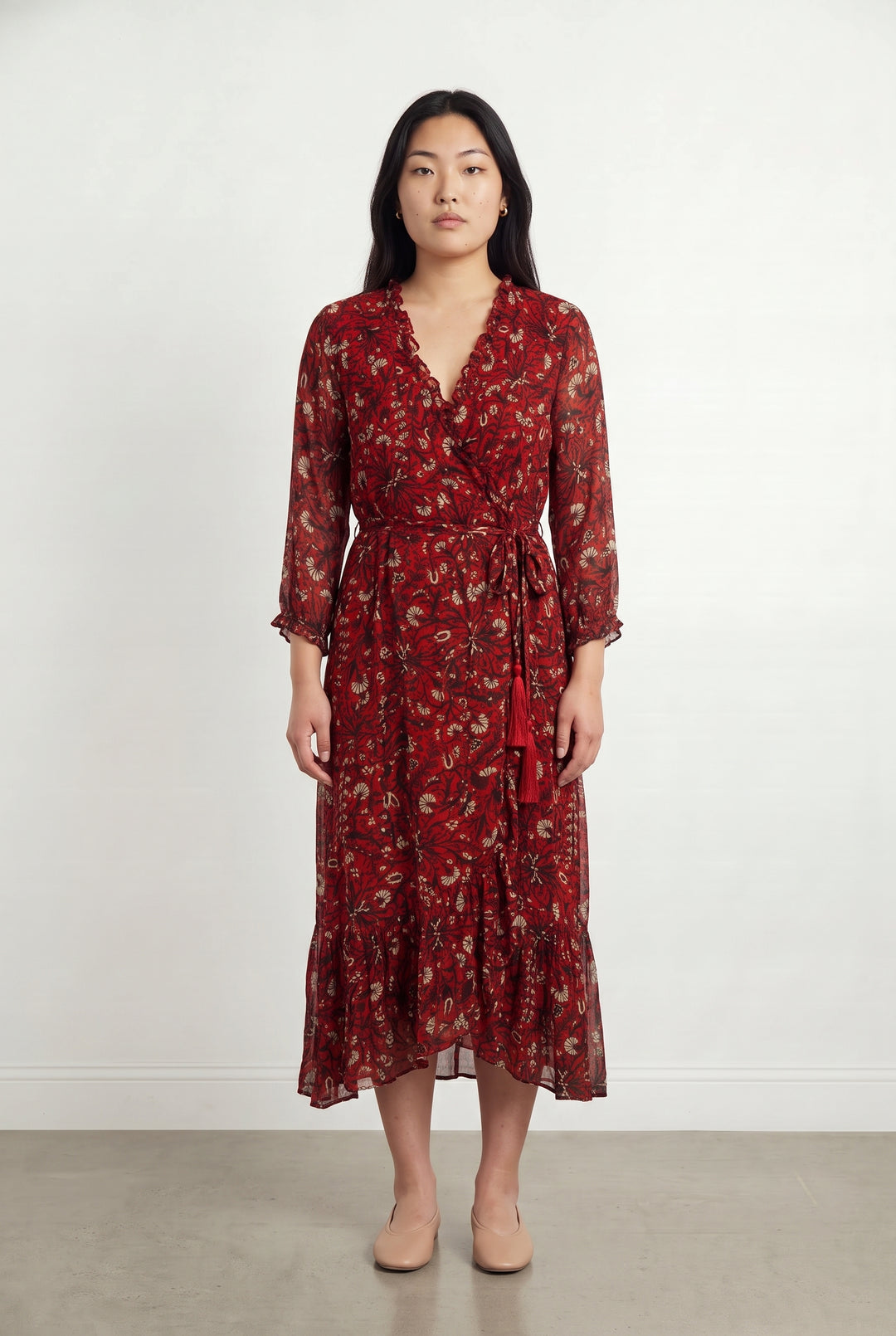 Robe Longue Rouge et Beige - Taille L/40 de la marque Stella Forest | PARAD118423 - Vendu par Paradigme - Image 1