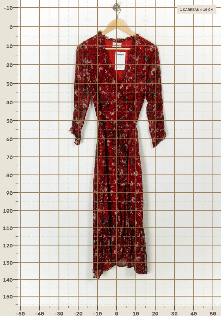 Robe Longue Rouge et Beige - Taille L/40 de la marque Stella Forest | PARAD118423 - Vendu par Paradigme - Image 4