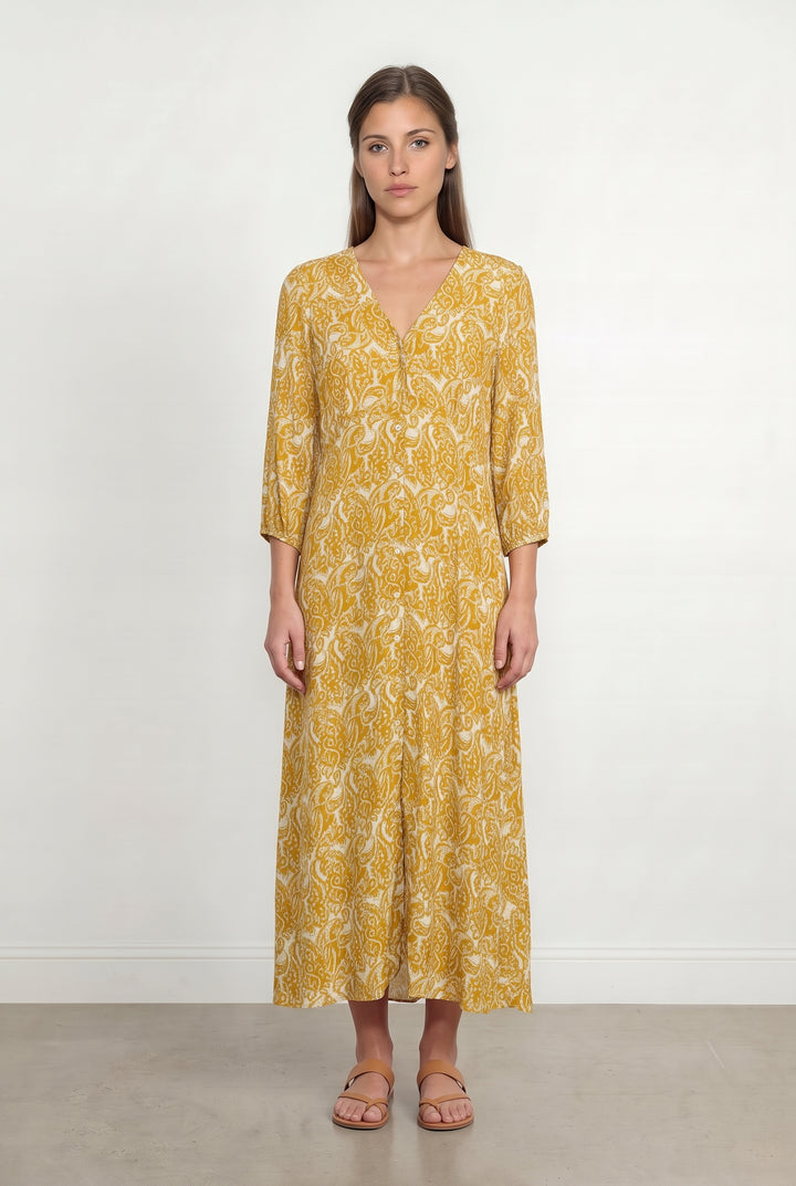 Robe Longue Jaune et Blanche - Taille S/36 de la marque Maison 123 | PARAD118424 - Vendu par Paradigme - Image 1
