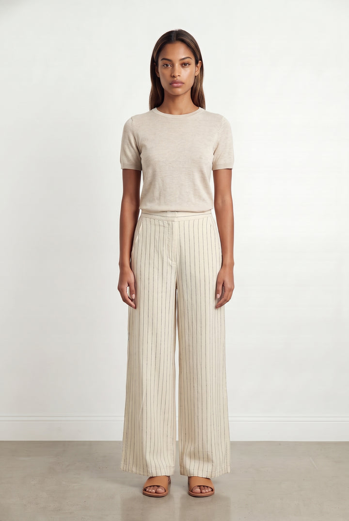 Pantalon Large Beige à Rayures Noires - Taille XS/34 de la marque COS | PARAD118441 - Vendu par Paradigme - Image 1