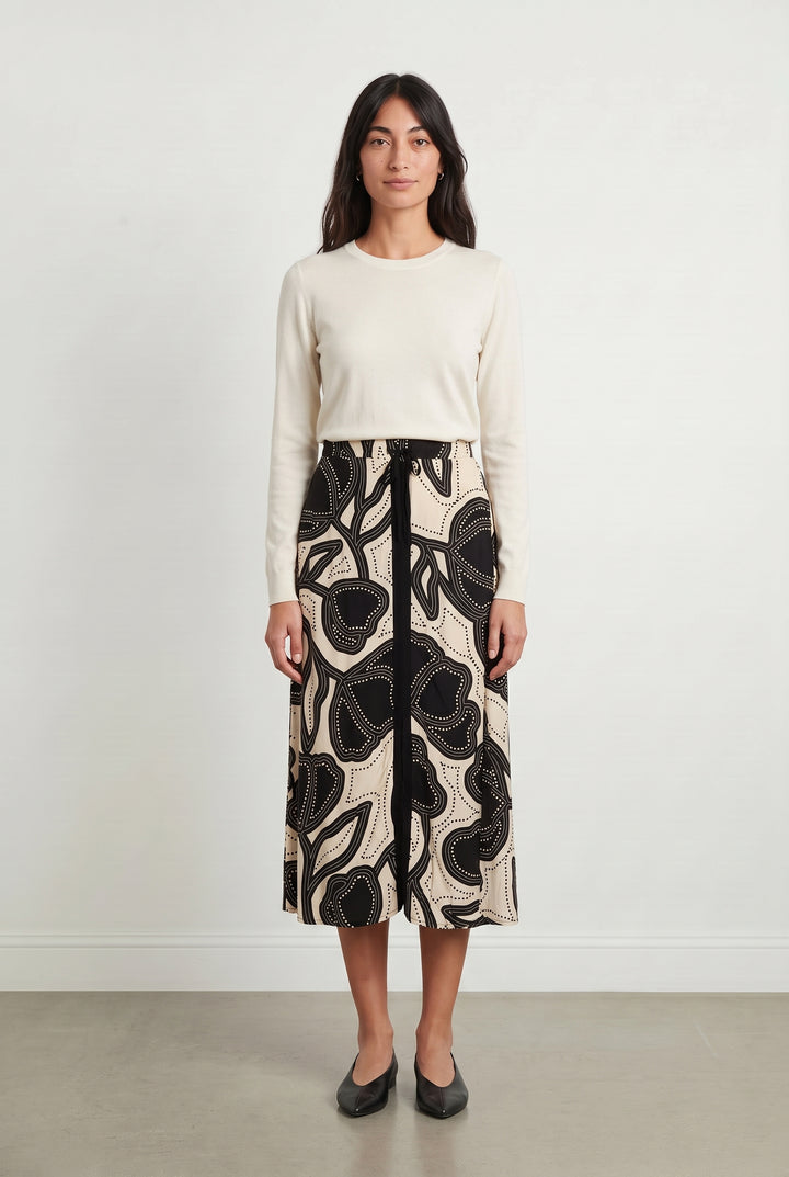 Jupe Longue Noire et Beige - Taille S/36 de la marque La Fée Maraboutée | PARAD118472 - Vendu par Paradigme - Image 1