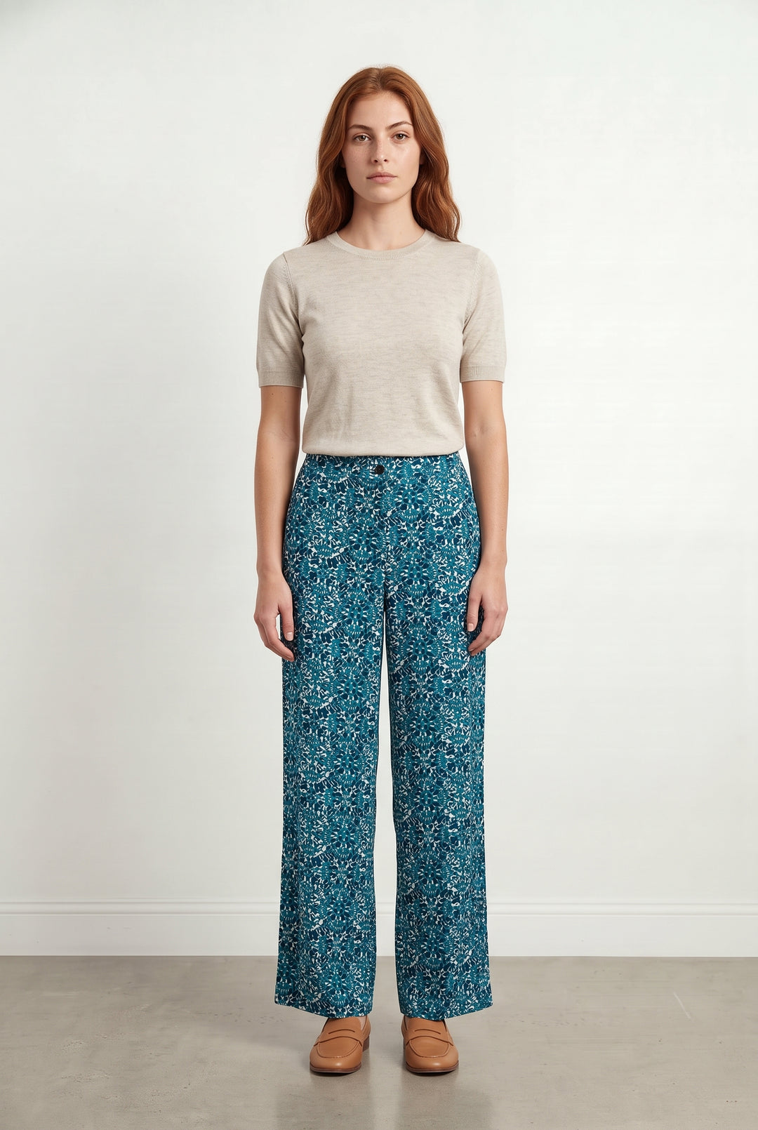 Pantalon Large Bleu et Blanc - Taille M/38 de la marque La Fée Maraboutée | PARAD118479 - Vendu par Paradigme - Image 1