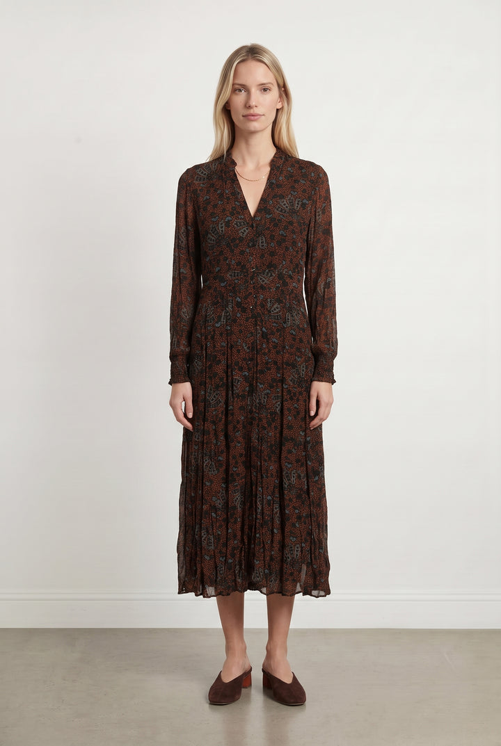 Robe Longue Marron et Noire - Taille XS/34 de la marque Maison 123 | PARAD118489 - Vendu par Paradigme - Image 1