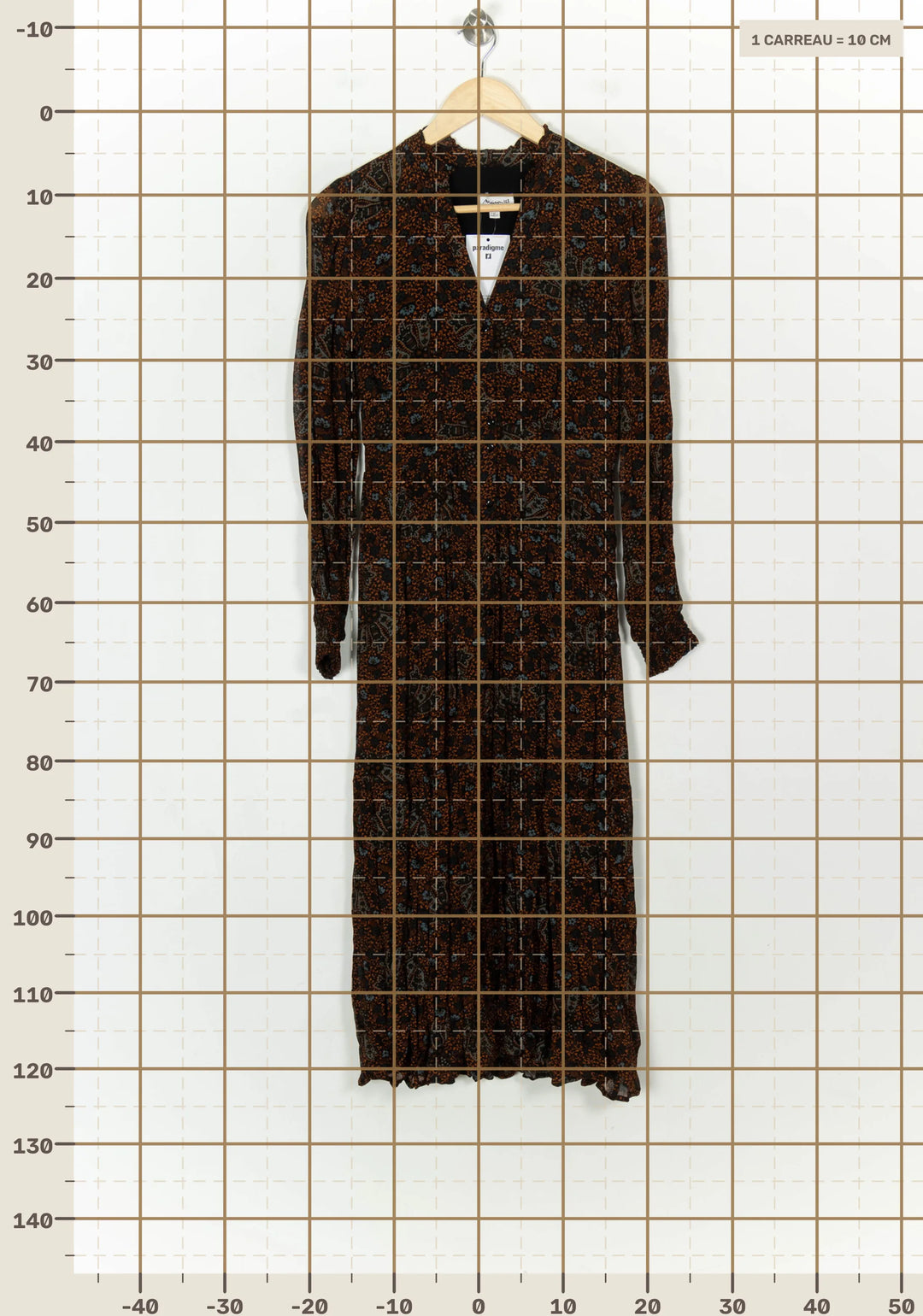 Robe Longue Marron et Noire - Taille XS/34 de la marque Maison 123 | PARAD118489 - Vendu par Paradigme - Image 4