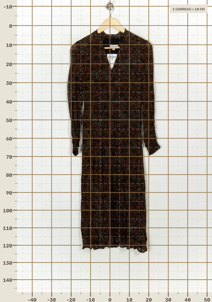 Robe Longue Marron et Noire - Taille XS/34 de la marque Maison 123 | PARAD118489 - Vendu par Paradigme - Image 4