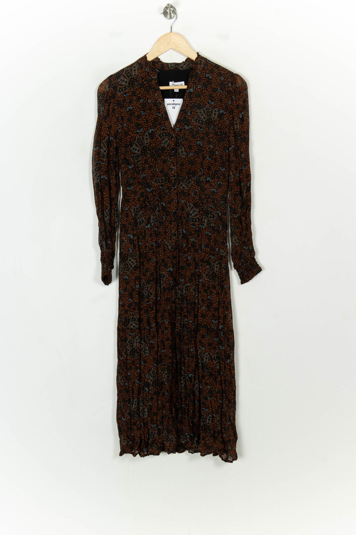 Robe Longue Marron et Noire - Taille XS/34 de la marque Maison 123 | PARAD118489 - Vendu par Paradigme - Image 2