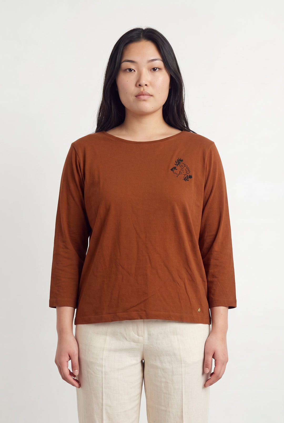 Tee-shirt Manches Longues Marron - Taille L/40 de la marque Des petits hauts | PARAD118499 - Vendu par Paradigme - Image 1