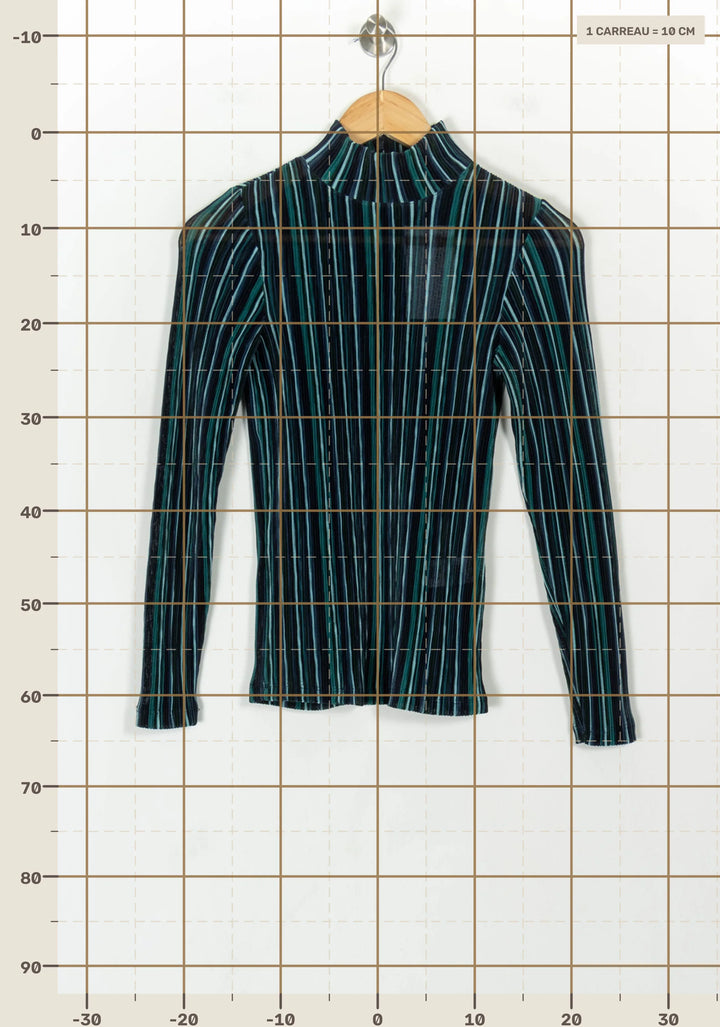 Sous-pull Bleu et Noir - Taille XS/34 de la marque La Fée Maraboutée | PARAD118503 - Vendu par Paradigme - Image 4