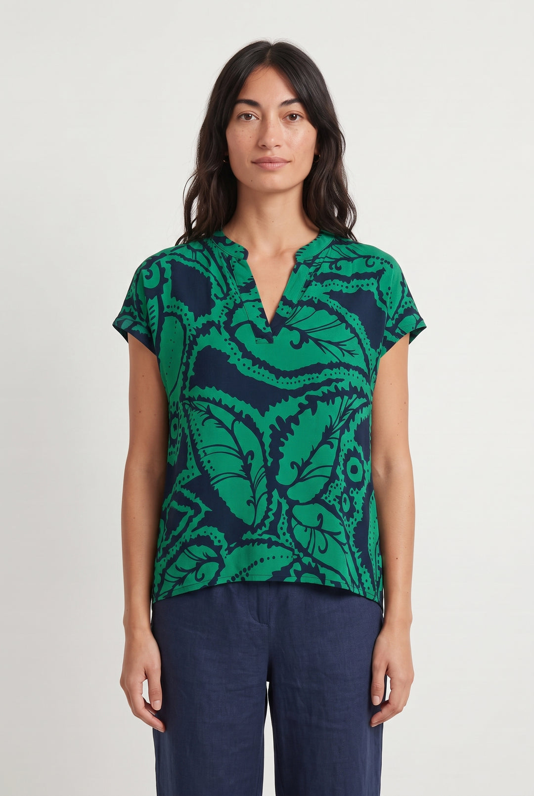 Blouse Verte et Bleue - Taille M/38 de la marque La Fée Maraboutée | PARAD118504 - Vendu par Paradigme - Image 1