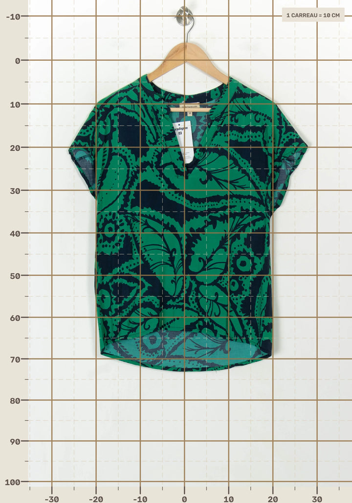 Blouse Verte et Bleue - Taille M/38 de la marque La Fée Maraboutée | PARAD118504 - Vendu par Paradigme - Image 4