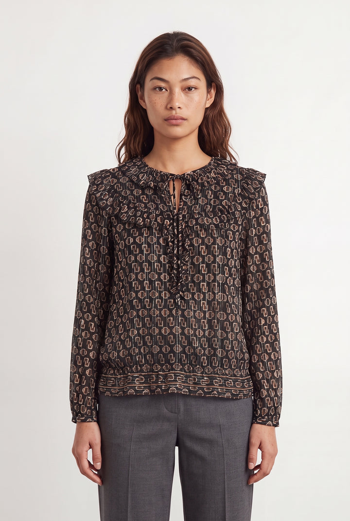Blouse Noire et Beige - Taille S/36 de la marque Maje | PARAD118506 - Vendu par Paradigme - Image 1