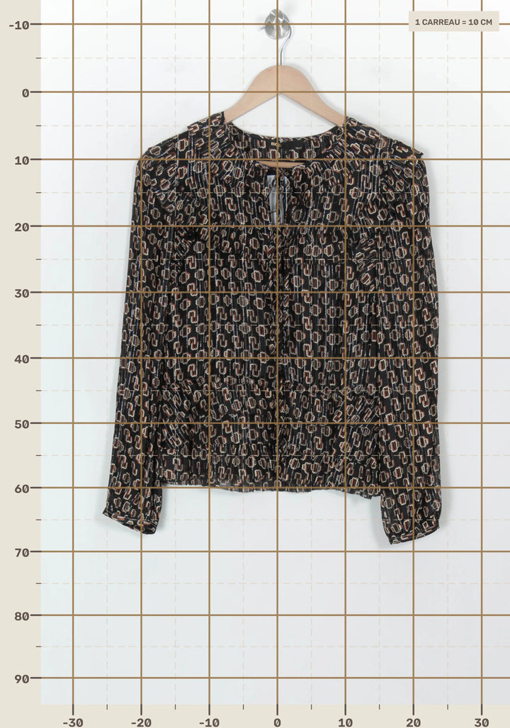 Blouse Noire et Beige - Taille S/36 de la marque Maje | PARAD118506 - Vendu par Paradigme - Image 4