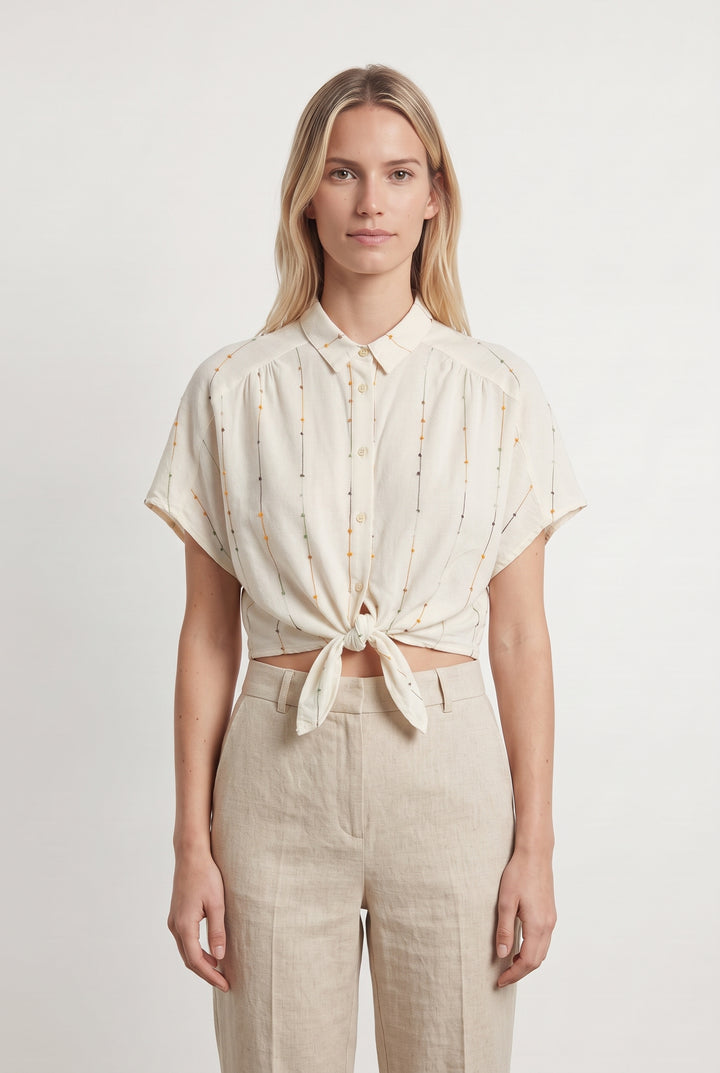Chemise Nouée Beige - Taille S/36 de la marque Sessùn | PARAD118507 - Vendu par Paradigme - Image 1