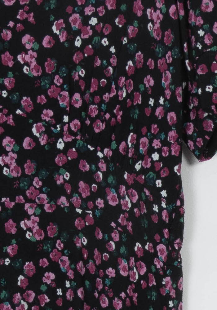 Robe Fleurie Noire et Rose - Taille M/38 de la marque La Fée Maraboutée | PARAD118527 - Vendu par Paradigme - Image 3