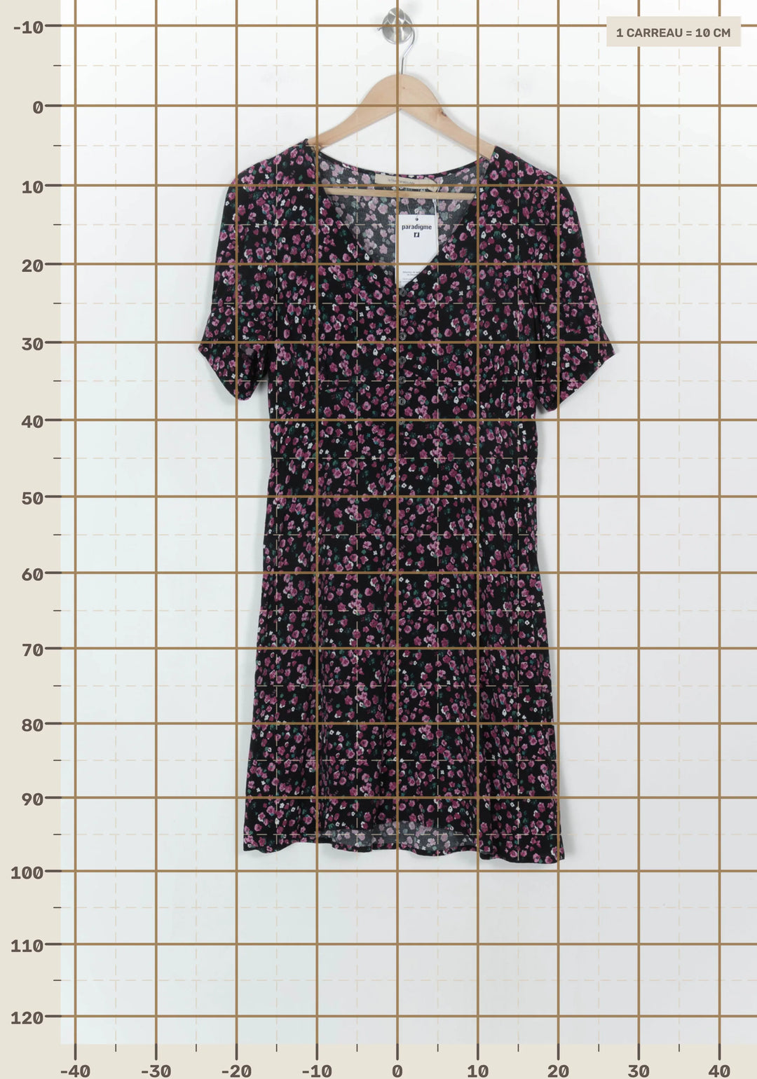 Robe Fleurie Noire et Rose - Taille M/38 de la marque La Fée Maraboutée | PARAD118527 - Vendu par Paradigme - Image 4