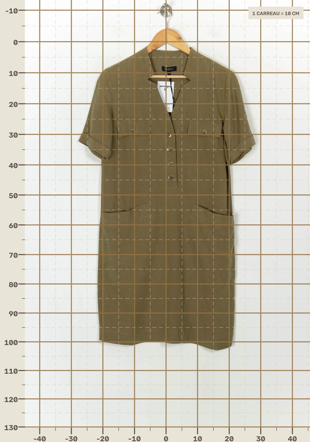 Robe Chemise Verte - Taille M/38 de la marque Caroll | PARAD118531 - Vendu par Paradigme - Image 4