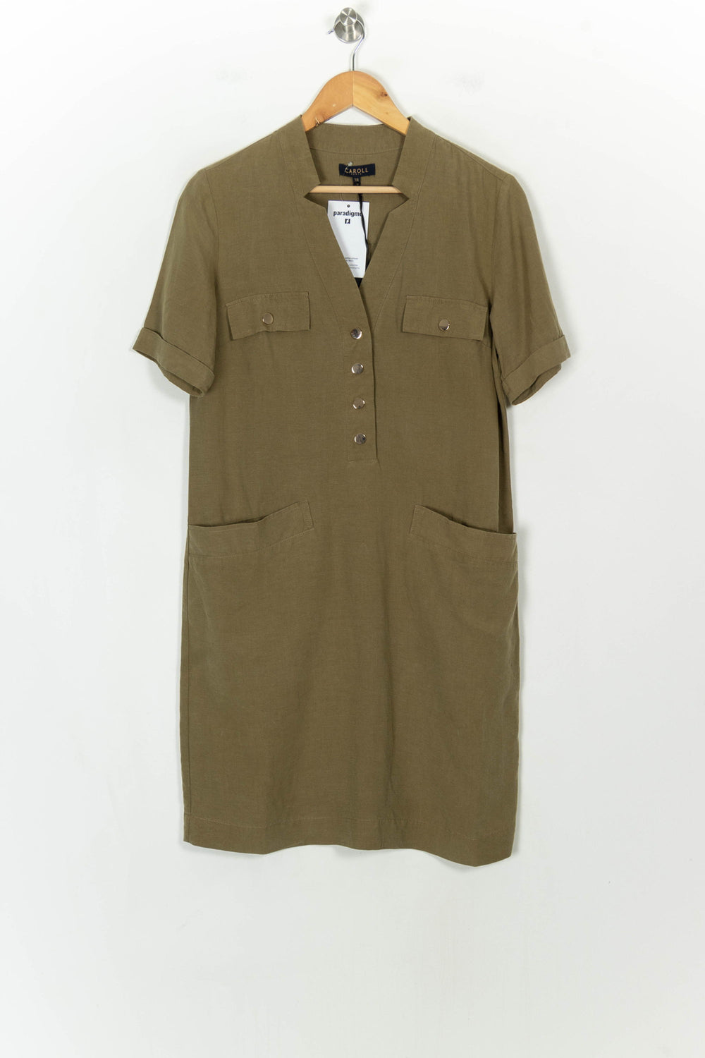 Robe Chemise Verte - Taille M/38 de la marque Caroll | PARAD118531 - Vendu par Paradigme - Image 2
