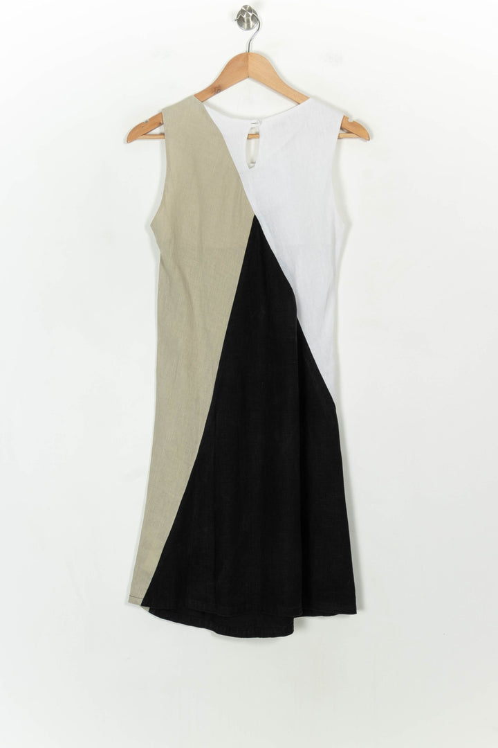 Robe Sans Manches Blanche Noire et Beige - Taille S/36 de la marque La Fée Maraboutée | PARAD118533 - Vendu par Paradigme - Image 5