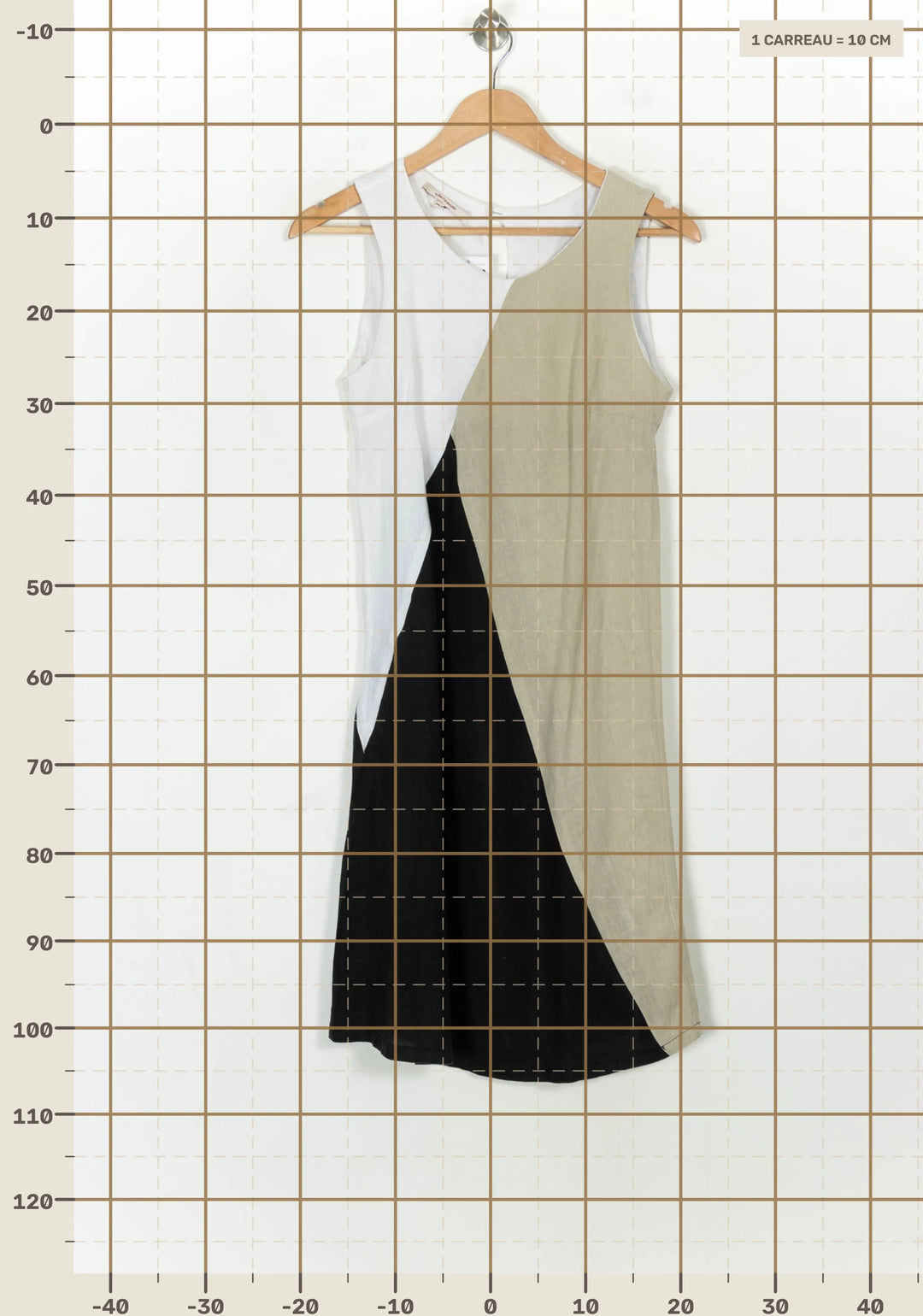 Robe Sans Manches Blanche Noire et Beige - Taille S/36 de la marque La Fée Maraboutée | PARAD118533 - Vendu par Paradigme - Image 4