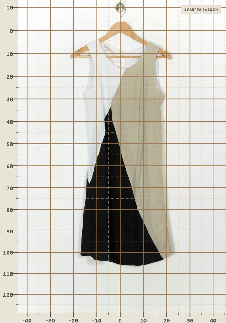 Robe Sans Manches Blanche Noire et Beige - Taille S/36 de la marque La Fée Maraboutée | PARAD118533 - Vendu par Paradigme - Image 4