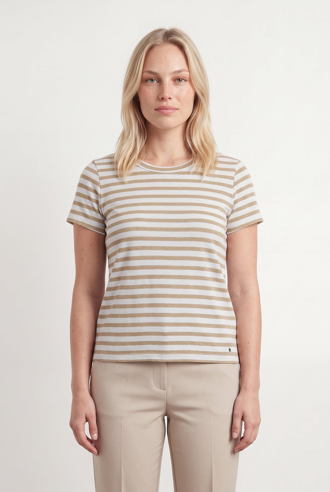 Tee-shirt Rayé Or et Blanc - Taille L/40 de la marque Des petits hauts | PARAD118538 - Vendu par Paradigme - Image 1