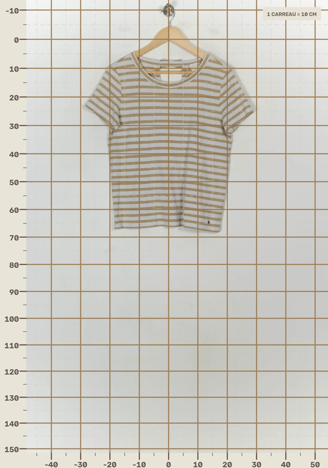 Tee-shirt Rayé Or et Blanc - Taille L/40 de la marque Des petits hauts | PARAD118538 - Vendu par Paradigme - Image 4