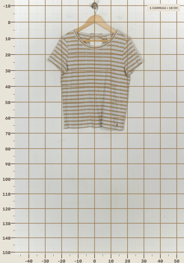 Tee-shirt Rayé Or et Blanc - Taille L/40 de la marque Des petits hauts | PARAD118538 - Vendu par Paradigme - Image 4