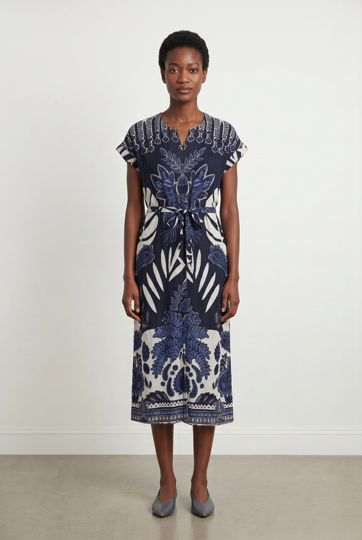 Robe Longue Bleu et Blanc - Taille M/38 de la marque La Fée Maraboutée | PARAD118569 - Vendu par Paradigme - Image 1