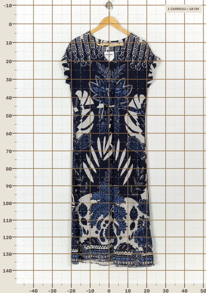 Robe Longue Bleu et Blanc - Taille M/38 de la marque La Fée Maraboutée | PARAD118569 - Vendu par Paradigme - Image 4
