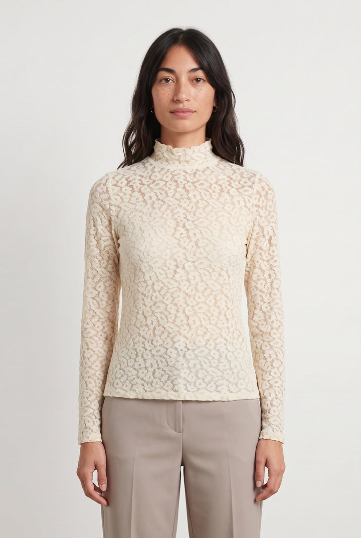 Blouse en Dentelle Beige - Taille M/38 de la marque Suncoo | PARAD118574 - Vendu par Paradigme - Image 1