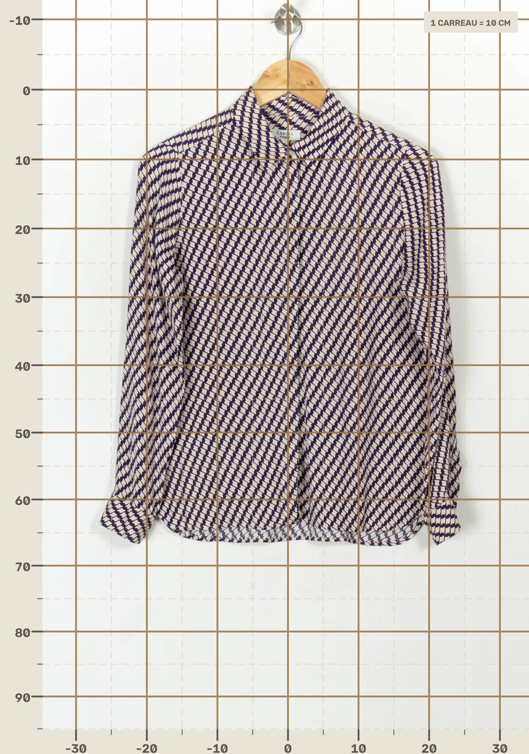 Chemise Blanche et Violette - Taille S/36 de la marque Caroll | PARAD118583 - Vendu par Paradigme - Image 4