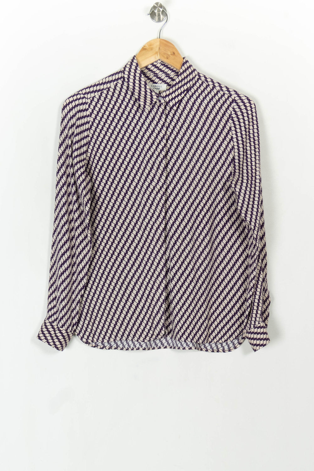 Chemise Blanche et Violette - Taille S/36 de la marque Caroll | PARAD118583 - Vendu par Paradigme - Image 2