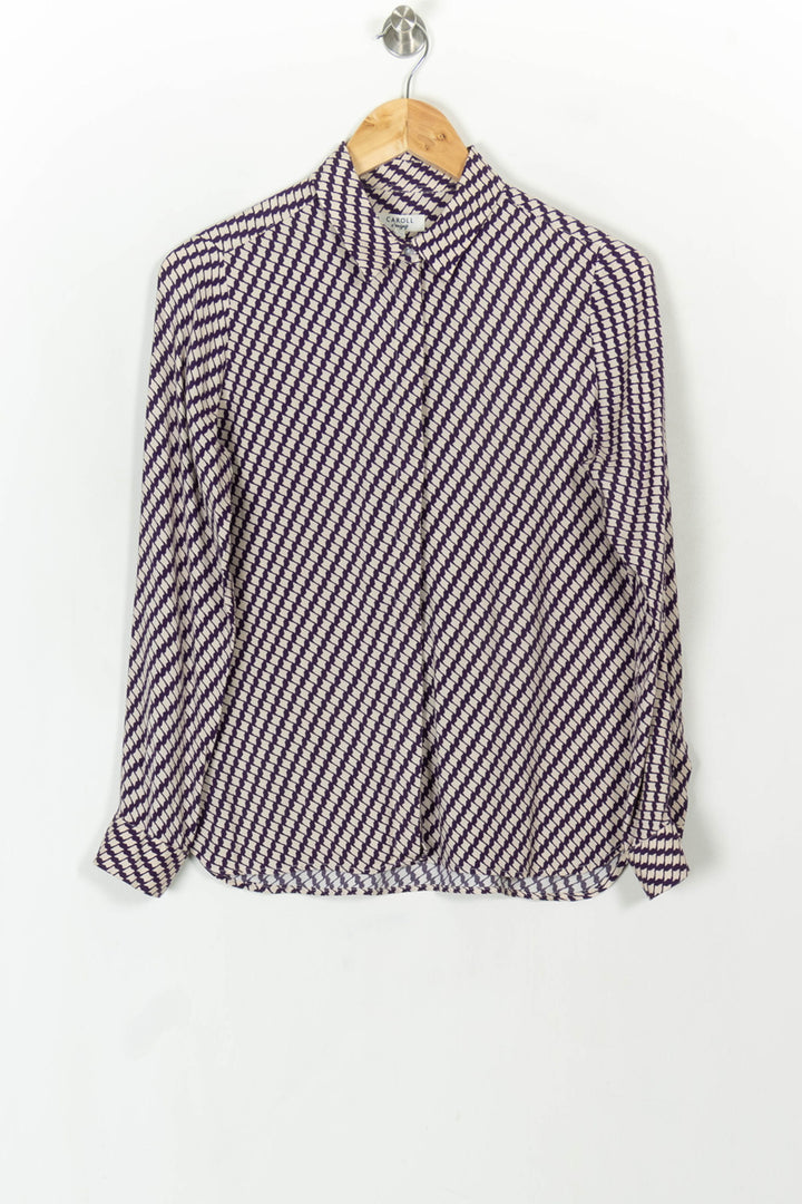 Chemise Blanche et Violette - Taille S/36 de la marque Caroll | PARAD118583 - Vendu par Paradigme - Image 2
