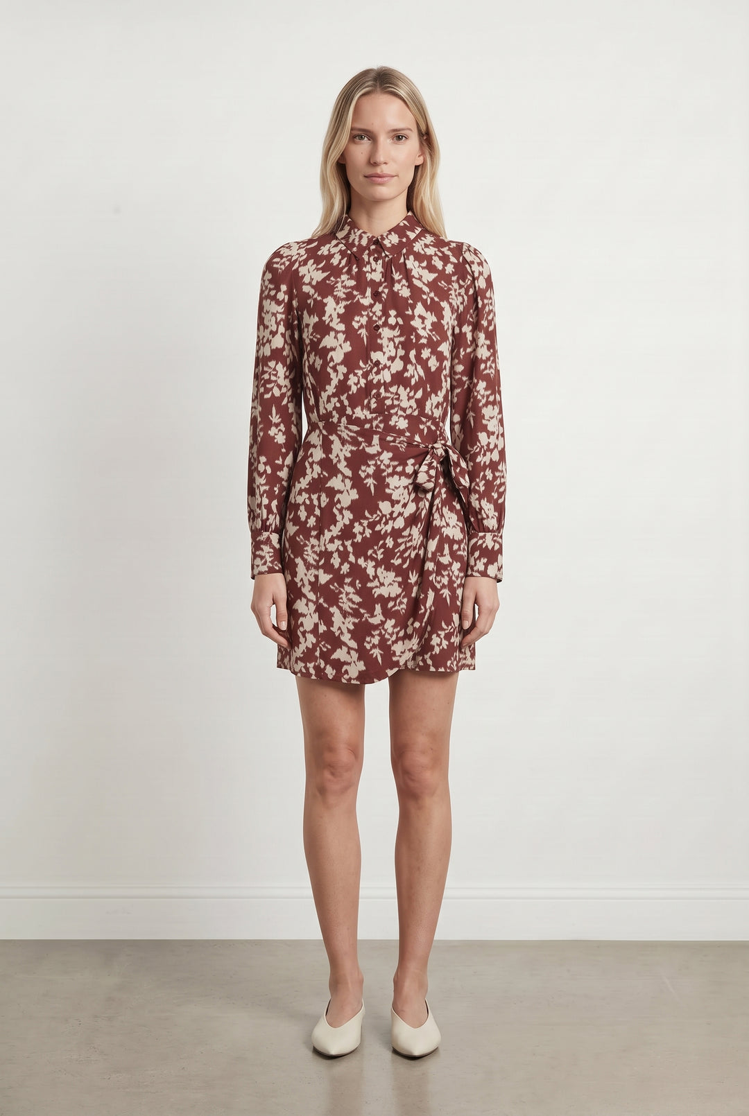Robe Chemise Bordeaux et Écru - Taille XS/34 de la marque Petite Mendigote | PARAD118611 - Vendu par Paradigme - Image 1