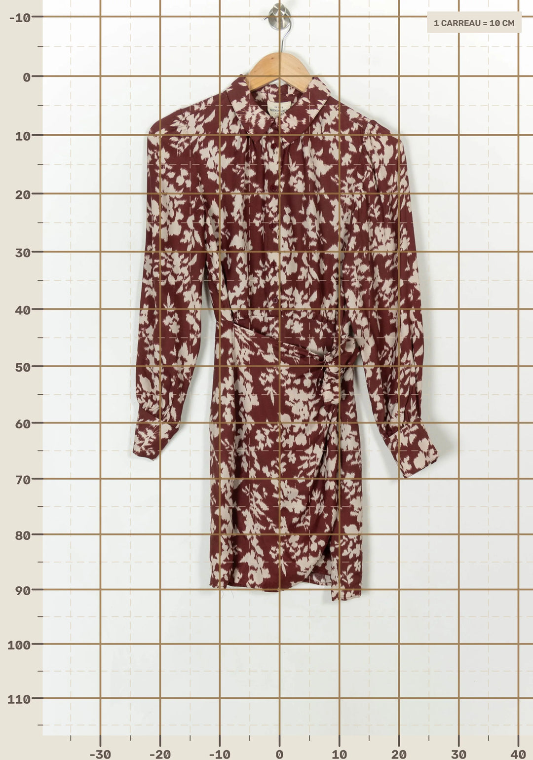 Robe Chemise Bordeaux et Écru - Taille XS/34 de la marque Petite Mendigote | PARAD118611 - Vendu par Paradigme - Image 4