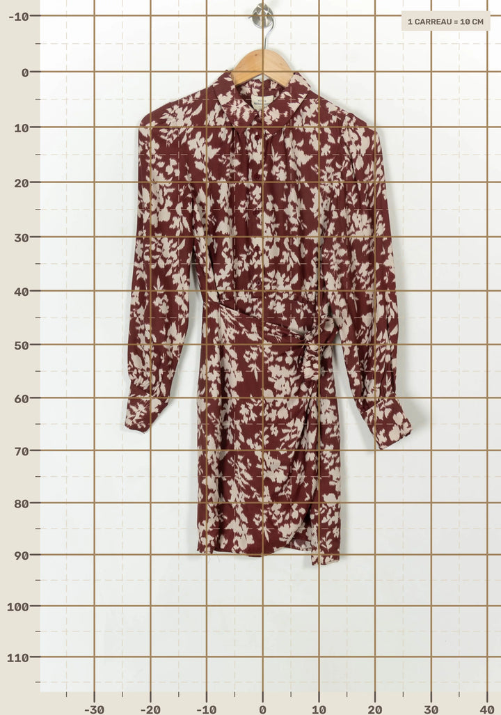 Robe Chemise Bordeaux et Écru - Taille XS/34 de la marque Petite Mendigote | PARAD118611 - Vendu par Paradigme - Image 4