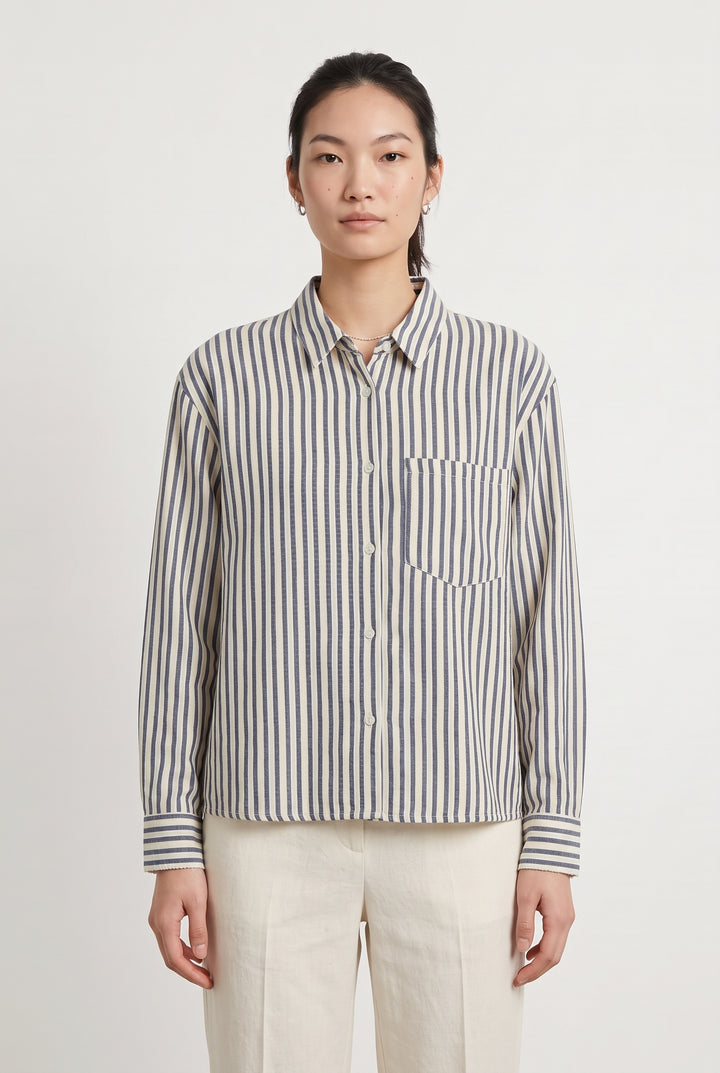 Chemise Rayée Bleu et Blanc - Taille S/36 de la marque Karl Marc John | PARAD118631 - Vendu par Paradigme - Image 1