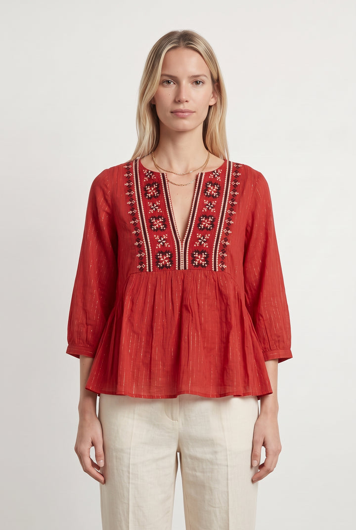 Blouse Rouge - Taille XS/34 de la marque ba&amp;sh | PARAD118635 - Vendu par Paradigme - Image 1