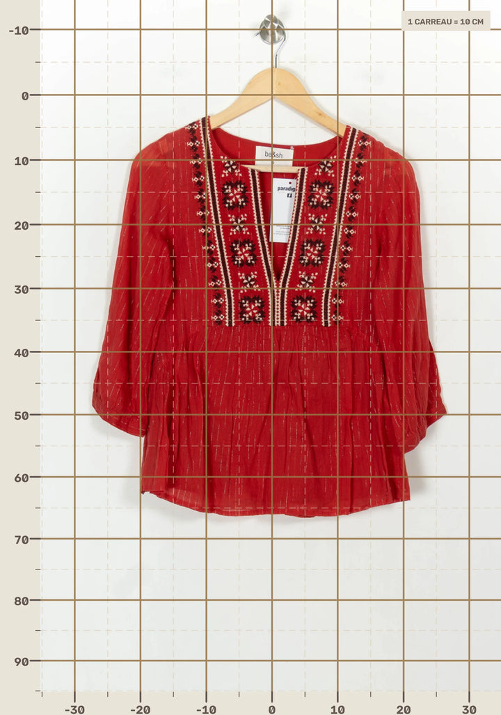 Blouse Rouge - Taille XS/34 de la marque ba&amp;sh | PARAD118635 - Vendu par Paradigme - Image 4
