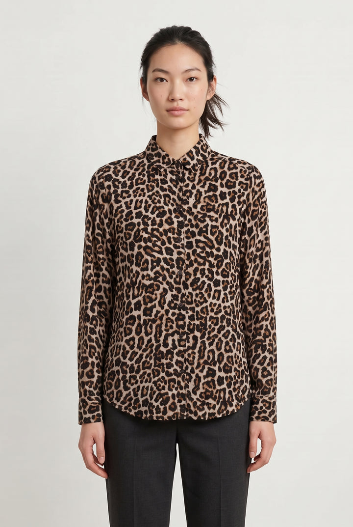 Chemise Léopard Marron et Noir - Taille S/36 de la marque La Petite Etoile | PARAD118637 - Vendu par Paradigme - Image 1