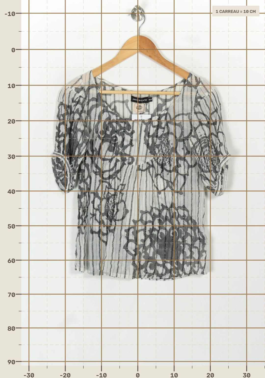 Blouse Grise et Blanche - Taille S/36 de la marque Antik Batik | PARAD118657 - Vendu par Paradigme - Image 4
