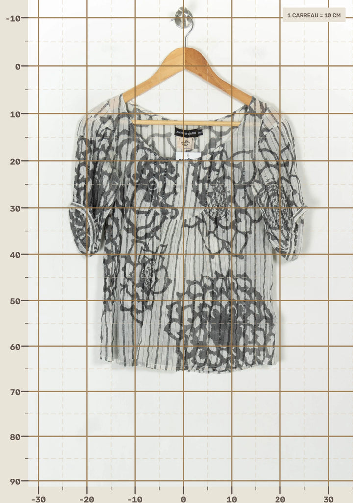 Blouse Grise et Blanche - Taille S/36 de la marque Antik Batik | PARAD118657 - Vendu par Paradigme - Image 4