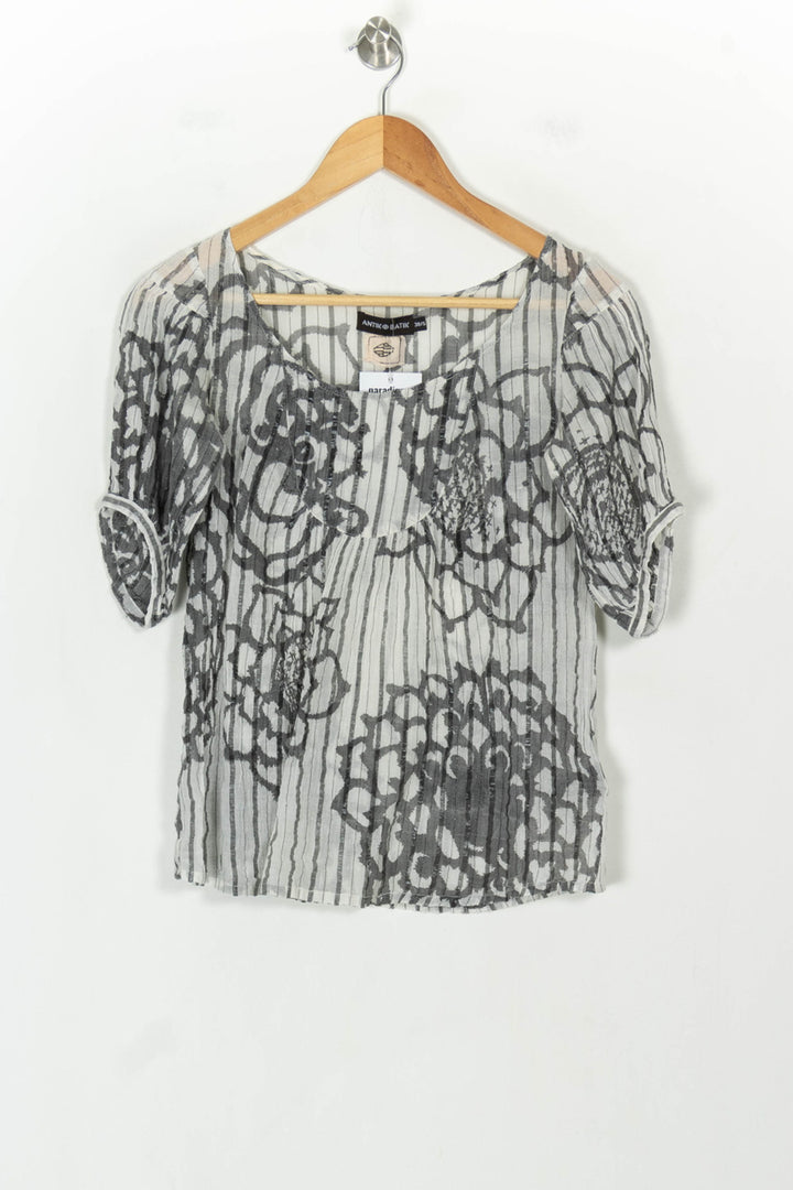 Blouse Grise et Blanche - Taille S/36 de la marque Antik Batik | PARAD118657 - Vendu par Paradigme - Image 2