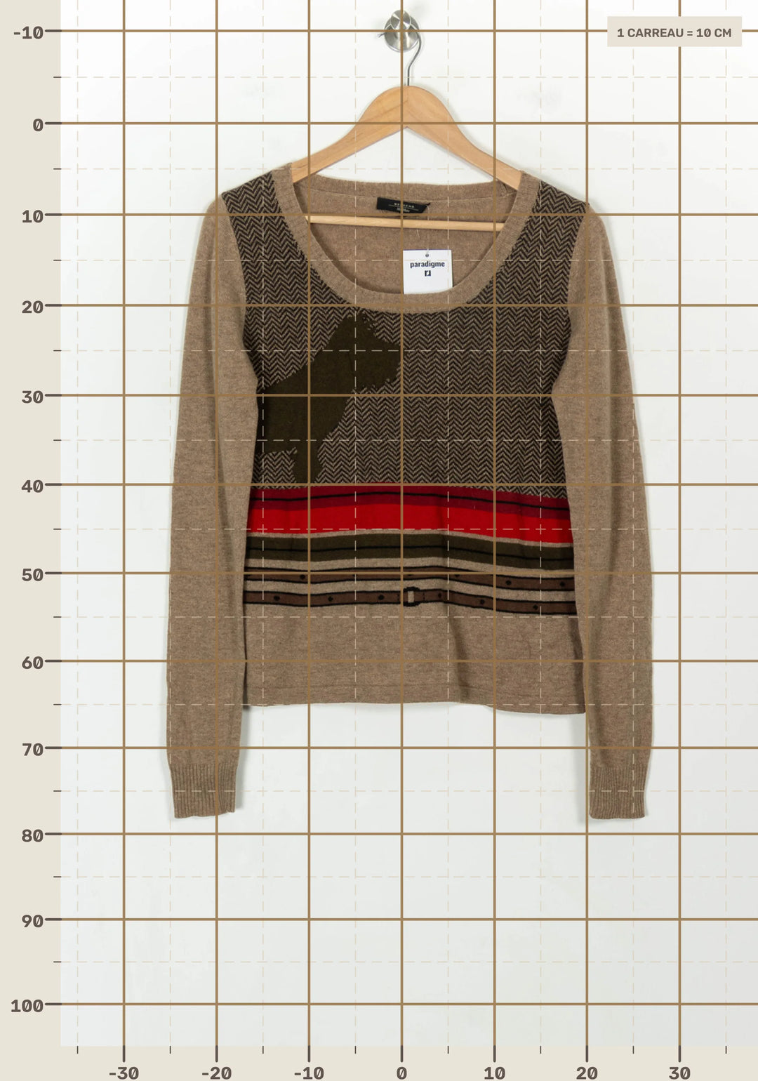 Pull Beige et Rouge - Taille L/40 de la marque Weekend Max Mara | PARAD118664 - Vendu par Paradigme - Image 4