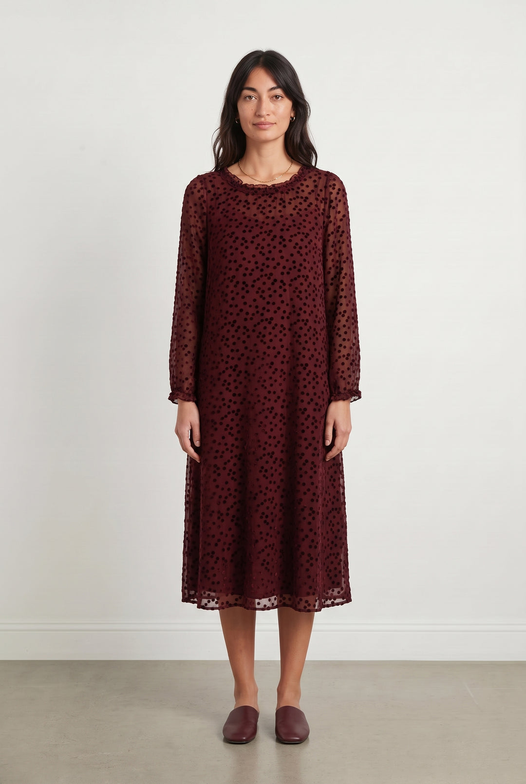 Robe à Pois Bordeaux - Taille XS/34 de la marque Sézane | PARAD118692 - Vendu par Paradigme - Image 1